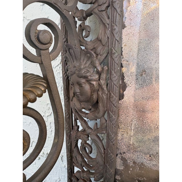 Gold Antique Baroque Revival Metal Wall Mirror With Integrated Candleholders, Circa 1890–1910 For Sale - Image 8 of 12