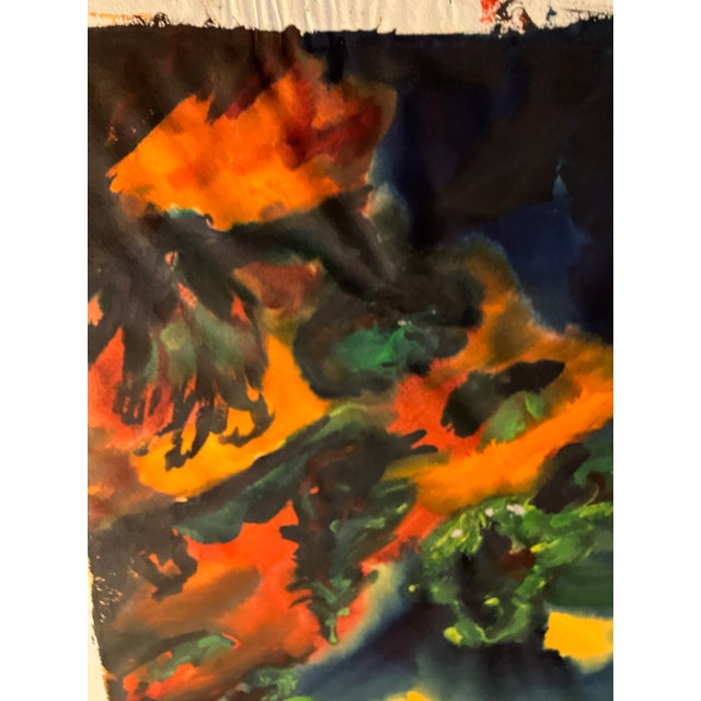 1960s Mid Century Modern 1960’s Original Vintage Abstract Landscape Watercolor Painting Signed For Sale - Image 5 of 7