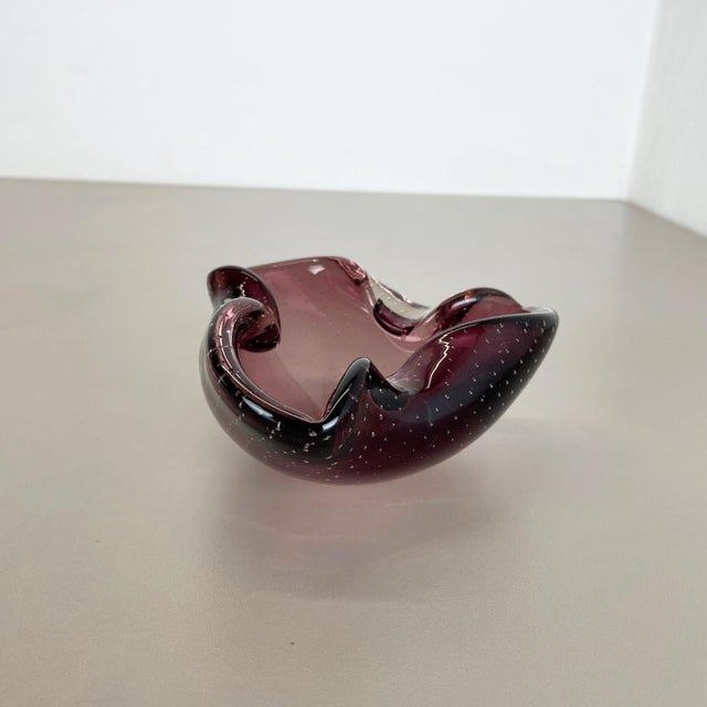 Large Pink Murano Bubble Glass Ashtray, Italy, 1970s For Sale - Image 6 of 18