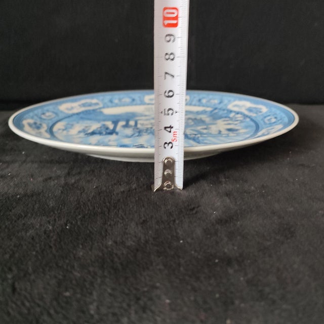 Chinese Ceramic Plate,Blue and White Porcelain Plate Hand Painted Figures Story Pattern For Sale - Image 10 of 11