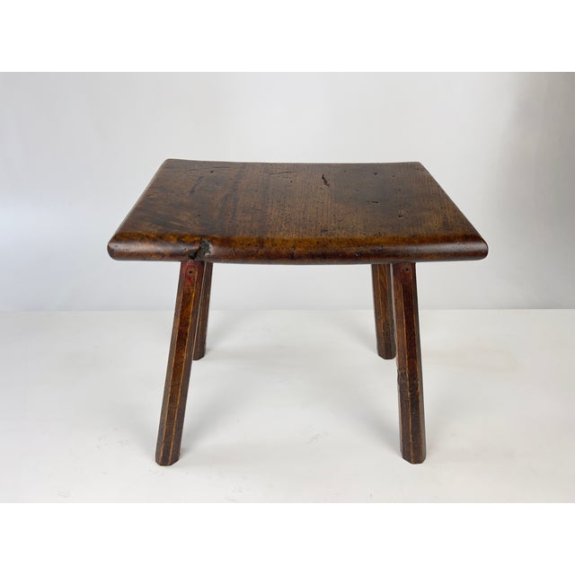 Brown 19th Century English Primitive Oak Stool For Sale - Image 8 of 16