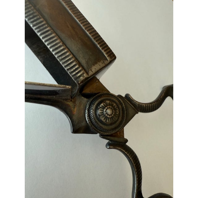 Metal Antique Footed Ornate Candle Snuffer Wick Cutter / Trimmer Scissors Late 19th Century Rare Design Details For Sale - Image 7 of 12