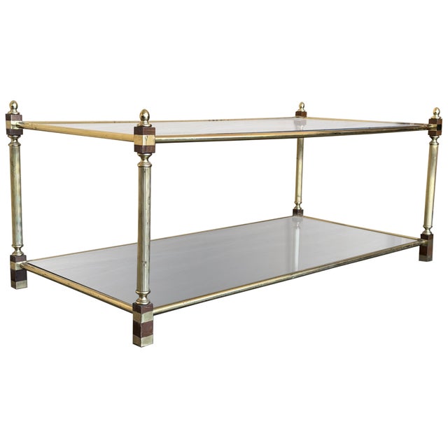 Mid-Century Modern Two-Tier Brass and Glass Rectangular Side Table For Sale - Image 15 of 18