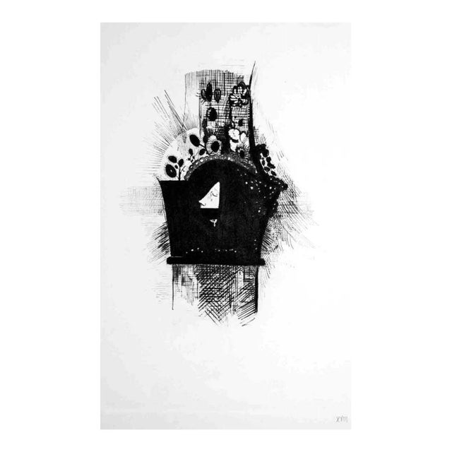 Illustration from the series ''Les Fleurs du mal'' - Etching After O. Redon 1923 For Sale