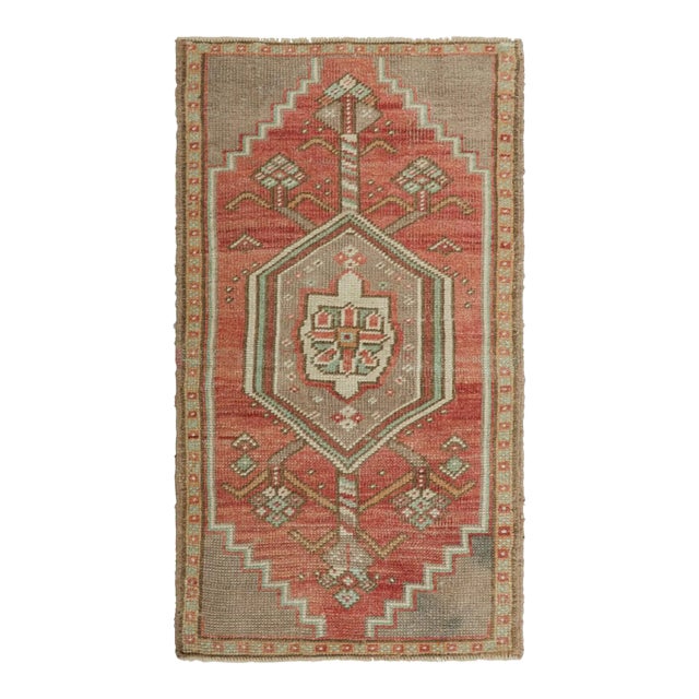 Vintage Turkish Rug in Pink With Colorful Geometric Medallion | Rug & Kilim For Sale