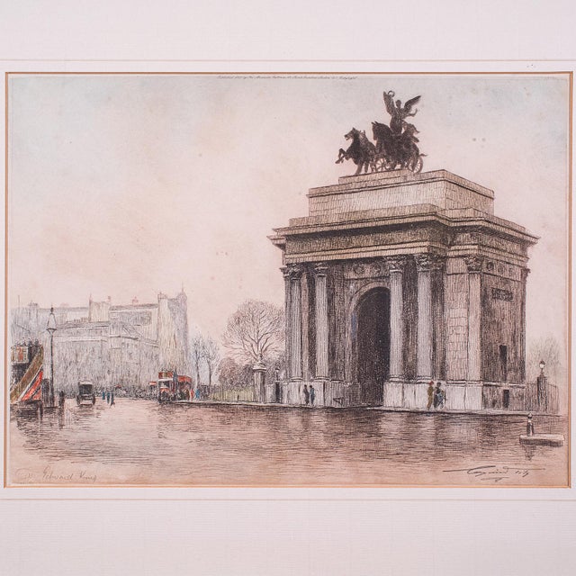 Antique Framed London Picture, Constitution Hill, English, Art Print, Circa 1925 For Sale - Image 4 of 10