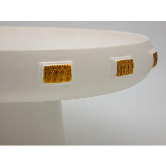 Contemporary White & Gold Toggle Footed Serving Bowl or Platter, Handley Drive, Portugal 2016 For Sale - Image 3 of 5