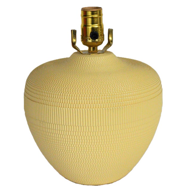 Mid Century Modern Van Pelt Style Spherical Yellow Corrugated Cardboard Table Lamp. The lamp is used in Great Condition...