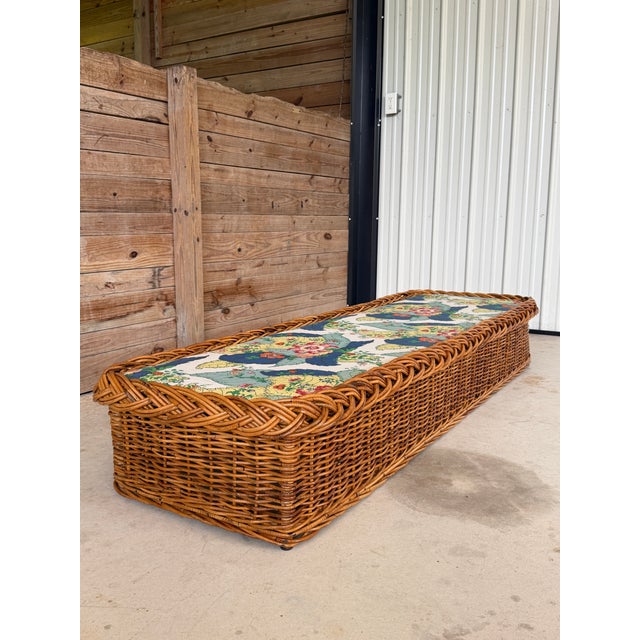 Wood The Wicker Works Vintage Braided Rattan Backless Bench or Daybed For Sale - Image 7 of 12