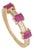 14k Gold Emerald-Cut Ruby & Baguette Diamond Modern Band Ring Size 5 For Sale