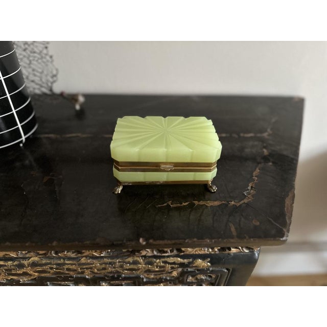 19th Century French Opaline Glass Box in Pistachio Green, 1880s For Sale - Image 12 of 18