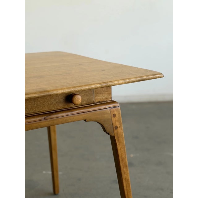 Mid-Century Modern Antique Honey Oak Table With Center Drawer For Sale - Image 3 of 18
