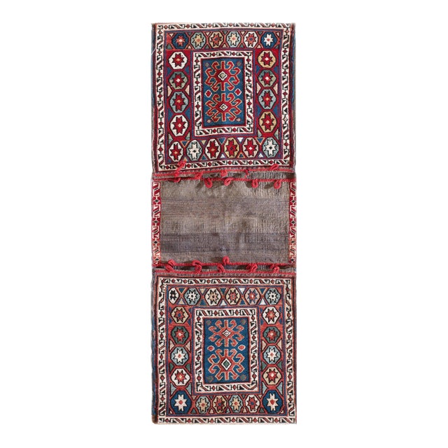 1900s Blue Medallion Tribal Antique Pesian, Soumak Rug 1'4" X 3'6" Handknotted Carpet For Sale