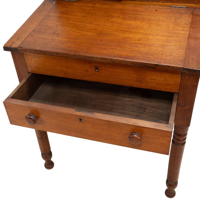 Antique Two Piece Slant Front Secretary Desk With Fitted Interior For Sale - Image 4 of 18