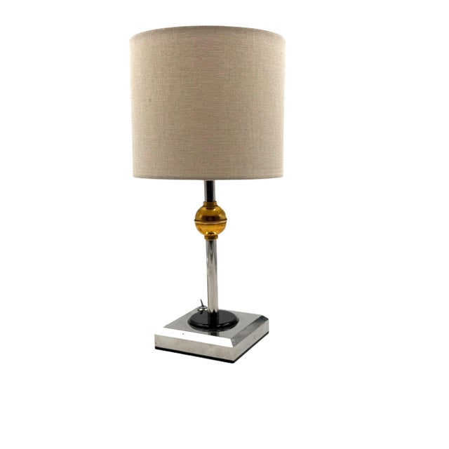 Chrome 1980s Art Deco Style Bakelite Table Lamp, France For Sale - Image 8 of 10