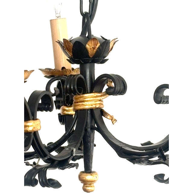 Wrought Iron 5-Light Chandelier, 1960s, in Very Good conditions. Designed 1960 to 1969 I have official proof of...