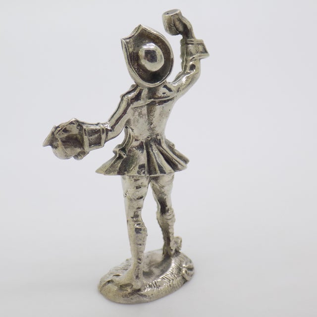 Vintage Italian Handmade Genuine Silver Renaissance Drinking Man Figurine For Sale - Image 6 of 9