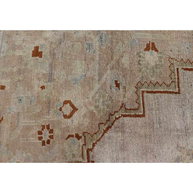 Vintage Turkish Oushak Rug in Brown, Pale Green, Taupe & Taupe Light Purple For Sale - Image 12 of 17