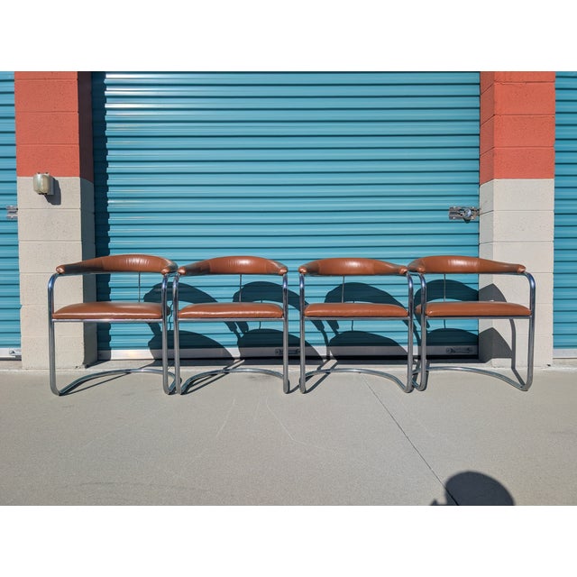 1970s Mid Century Cantilevered Ss33 Dining Armchairs attributed to Anton Lorenz for Thonet, C1970s For Sale - Image 5 of 17