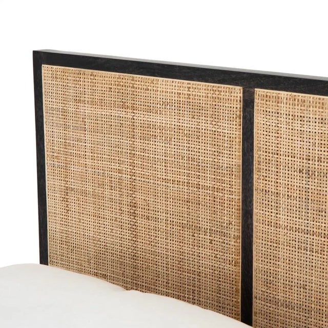 Contemporary Four Hands Sydney Black Wood and Natural Cane King Bed For Sale - Image 3 of 13