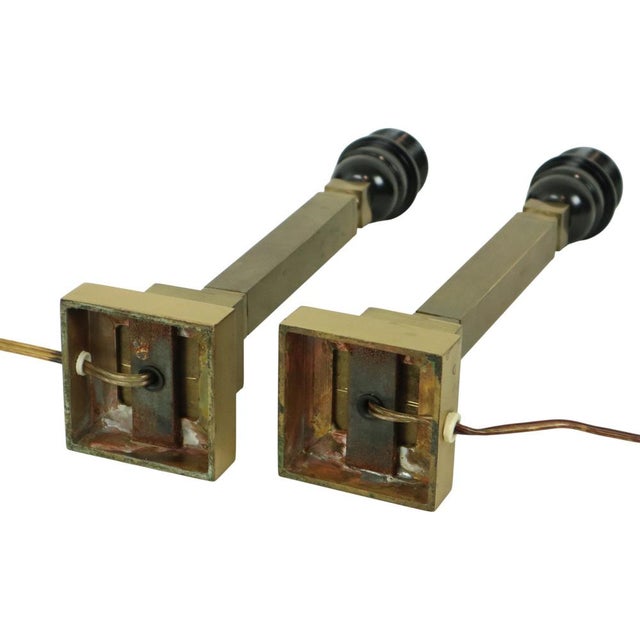 Mid-Century Brass Table Lamps in the style of Boulanger, 1950s, Set of 2 For Sale - Image 18 of 18