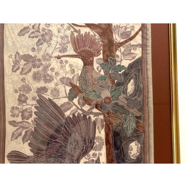Signed Asian Silk Woven Panel | Flycatcher Birds & Scholar's Rock | Chop Seal Signed | Custom Framed | 20th Century For Sale - Image 13 of 16