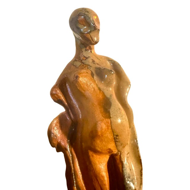Late 20th Century Raku Fired Pregnant Mother & Child Abstract Modernist Clay Sculpture | Fertility Reimagined For Sale - Image 9 of 12