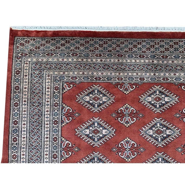 Textile Authentic Hand Knotted Vintage Pakistani Bokhara Jhaldar Wool Area Rug 7.10 X 5.7 Ft For Sale - Image 7 of 14