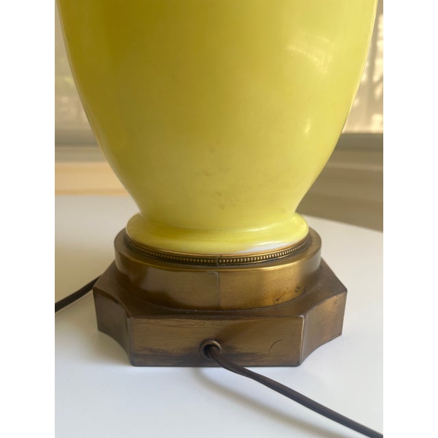 Mid 20th Century Baccarat Style Yellow Opaline Glass Japonisme Lamps, Signed Baccarat - a Pair For Sale - Image 13 of 18