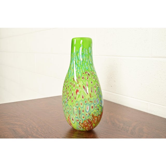 Postmodern Ann Primrose Cristalleria d'Arte Italian Millefiori Murano Glass Vase For Sale - Image 3 of 13