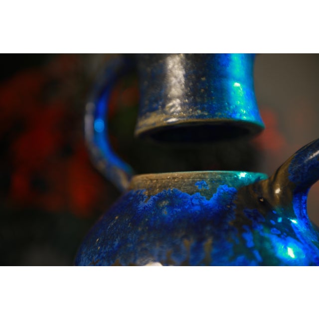 Blue Blue Ceramic Vase For Sale - Image 8 of 9