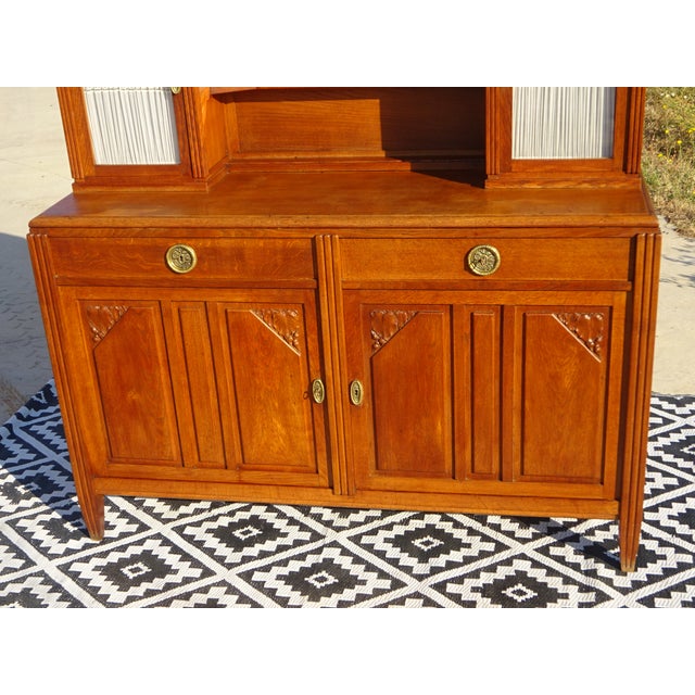 Vintage Oak Buffet with Sentry Boxes and Mirror For Sale - Image 3 of 18