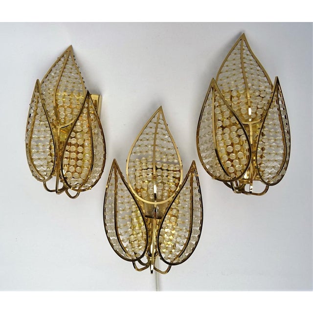 Wall Lamp in Crystal Glass & Gold-Plated Brass from Palwa, 1960s For Sale - Image 14 of 14