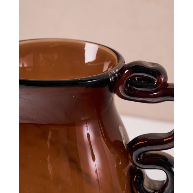 Sculptural Serpintine “Venetian Vase” Decorative Vase by Casa in Amber Handblown Glass For Sale - Image 14 of 17