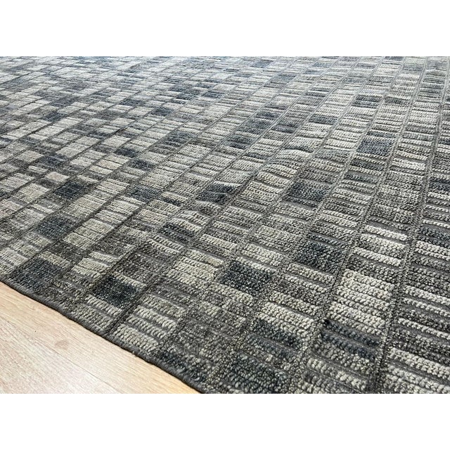 Textile 9x12 Tessa Sophisticated Gray Geometric Modern Hand Knotted Wool Carpet Rug For Sale - Image 7 of 7