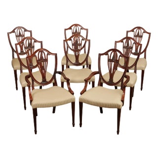 Baker Hepplewhite Style Set of Eight Mahogany Dining Chairs For Sale