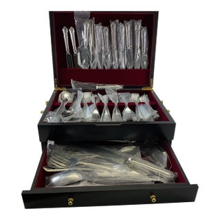 1980s Silver Partial Cutlery Set of 89 Pieces With Storage Dubarry For Sale