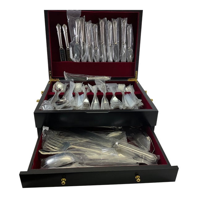 1980s Silver Partial Cutlery Set of 89 Pieces With Storage Dubarry For Sale