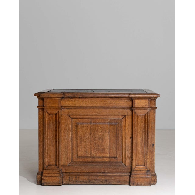 1870s French Neoclassical Oak Desk With Oilcloth Top For Sale - Image 4 of 18