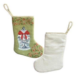 Holiday Ginger Jar Needlepoint Stocking, Mini For Sale