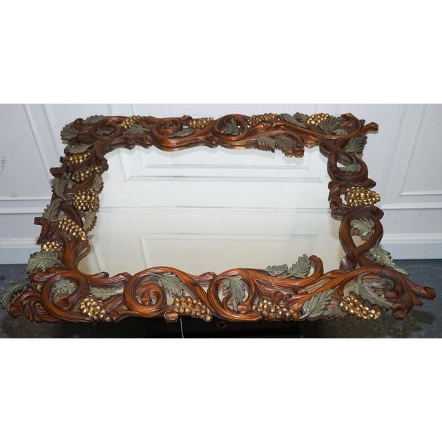 Black Vintage Black Forrest Heavily Carved Wooden Wall Mirror For Sale - Image 8 of 18