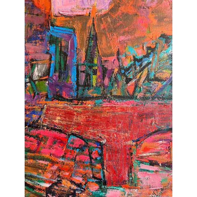 André René César Brechet, Coucher du soleil au Pont Royal et Notre Dame, Paris, Oil on Canvas, Framed For Sale - Image 6 of 10