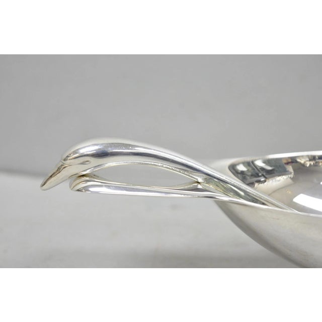 Mid 20th Century Mid 20th Century Christofle France Gallia Silver Plated Figural Gravy Sauce Boat W/ Swan Spoon For Sale - Image 5 of 11