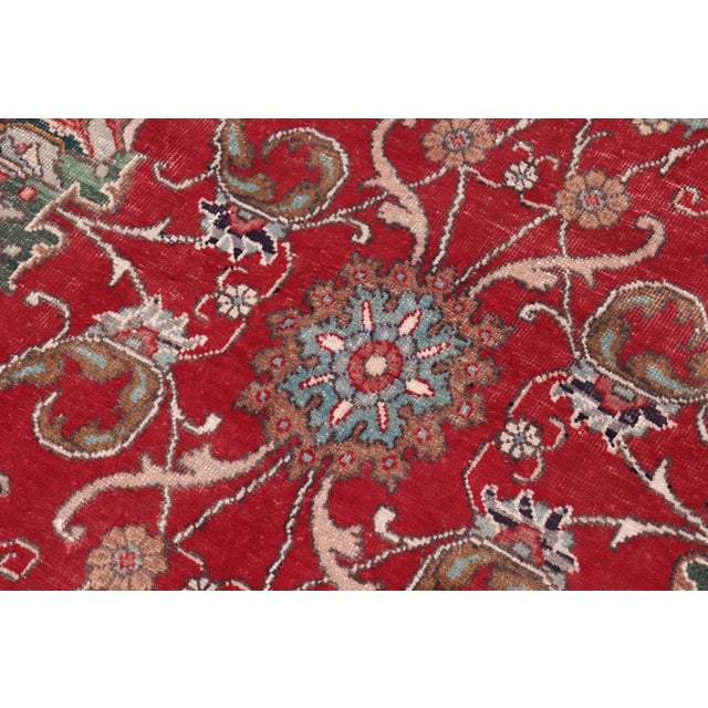 Retro Persian Tabriz Red/Beige Wool Rug - 8'1'' X 11'3'' For Sale In New York - Image 6 of 10