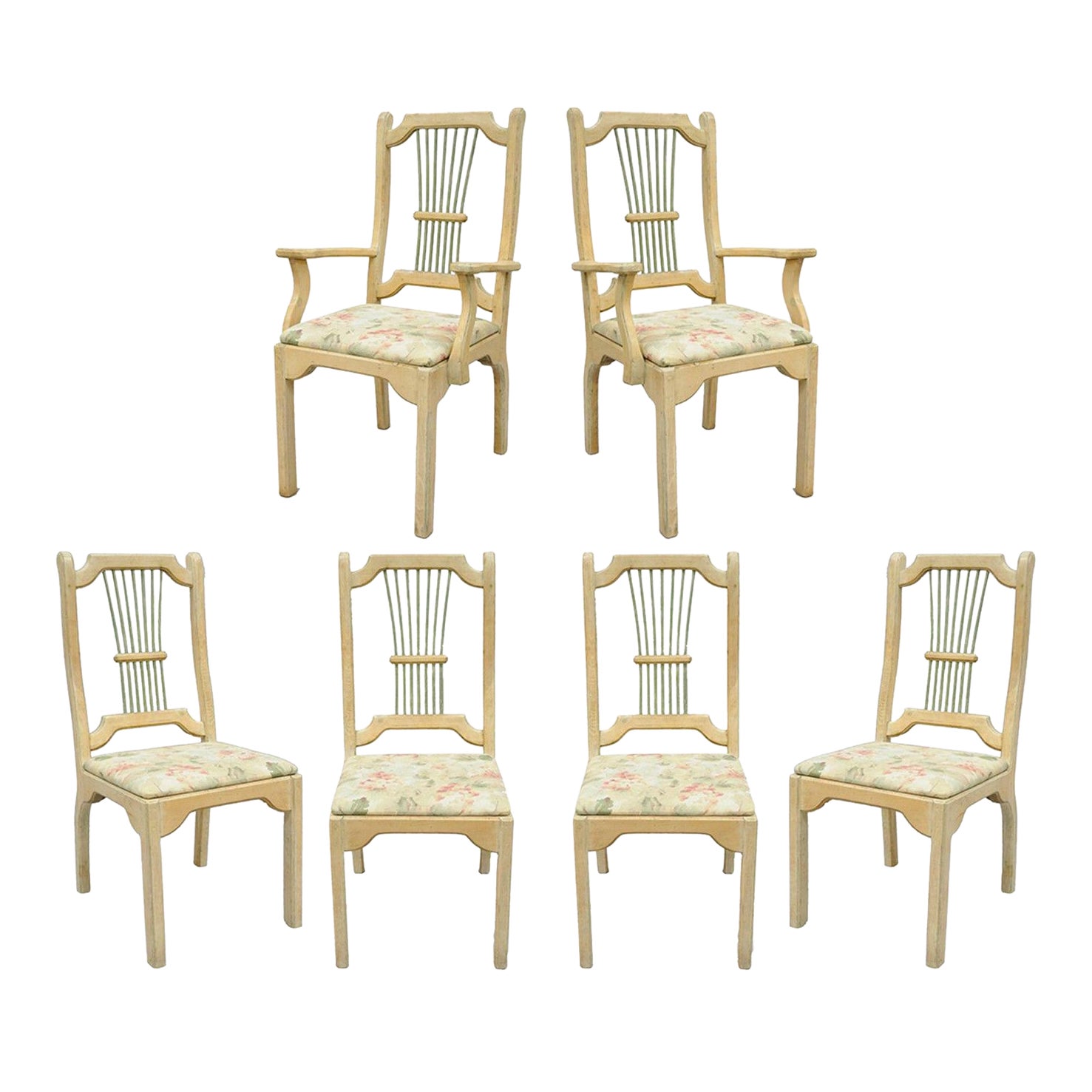 Set 6 Rustic Primitive French Country Wood Spindle Dining Room