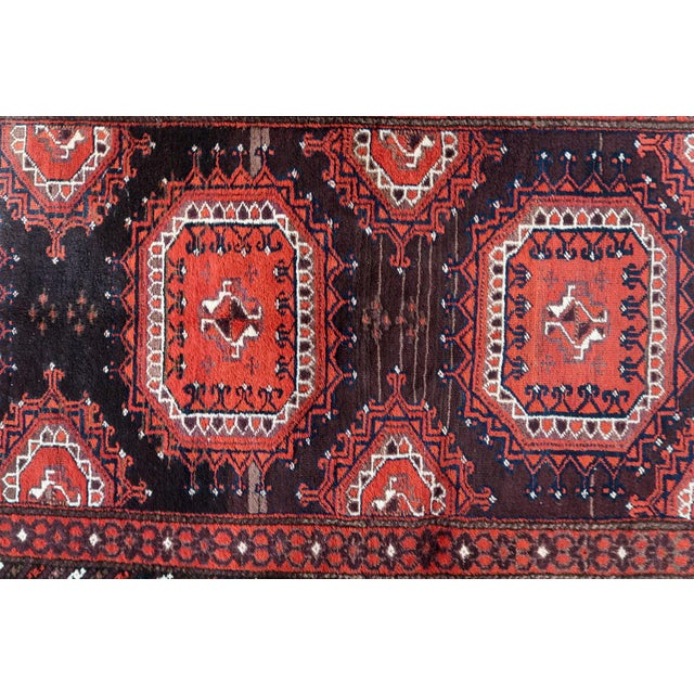 Textile 1920s, Antique Hand-Knotted Afghan Baluch Rug 3.8' X 6.9' For Sale - Image 7 of 11