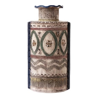 Italian Sgraffito Vase With Undulating Rim (1960s) For Sale