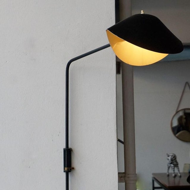 Black Single Arm Wall Lamp attributed to Serge Mouille, 1950s For Sale - Image 11 of 14