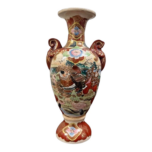 Antique Big Satsuma Pottery Vase Around 1900's Japan Samurai For Sale