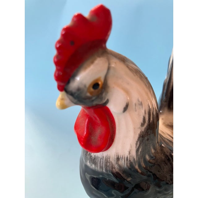1940's Black & Red Ceramic Rooster Chickens S/2 For Sale - Image 13 of 16